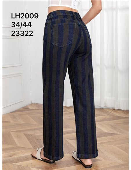 Jeans wide leg de rayas