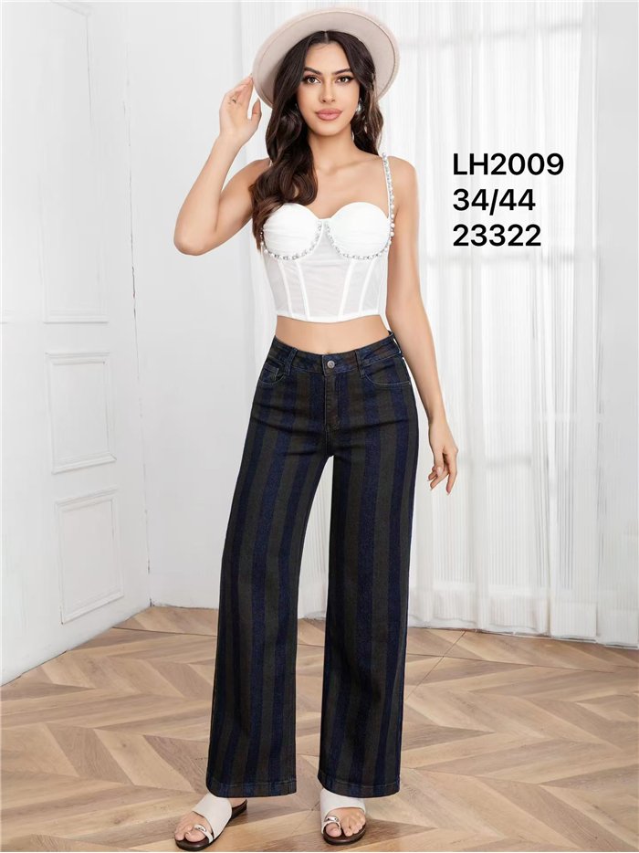 Jeans wide leg de rayas