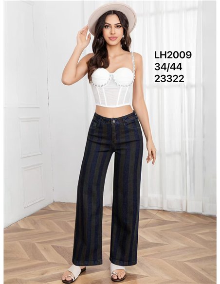 Jeans wide leg de rayas