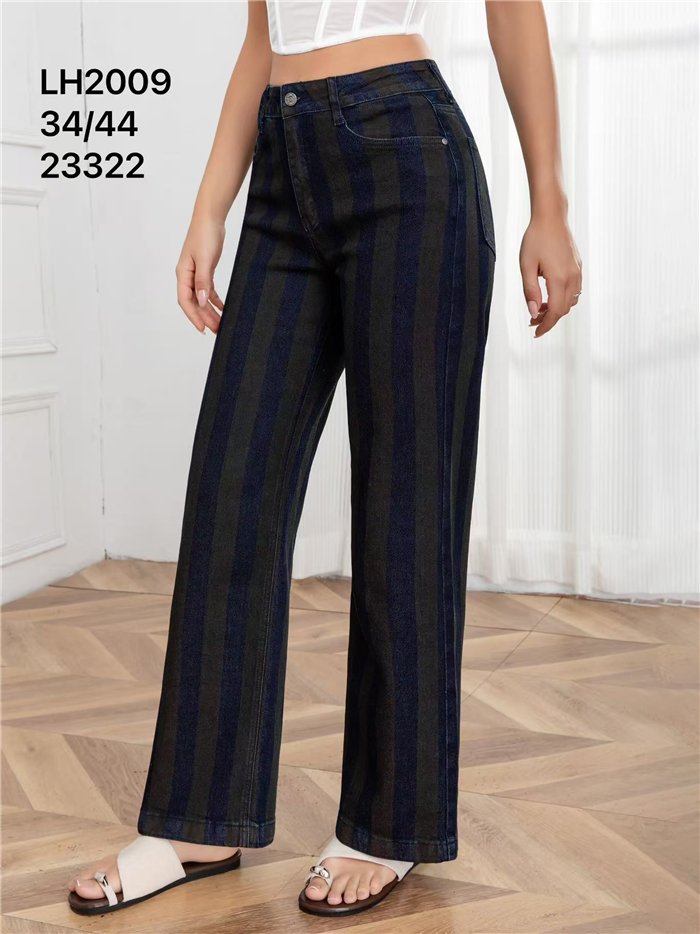 Jeans wide leg de rayas