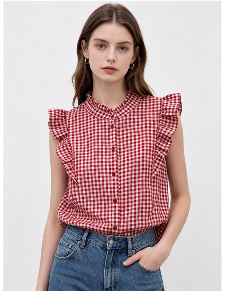 Blusa vichy con volantes