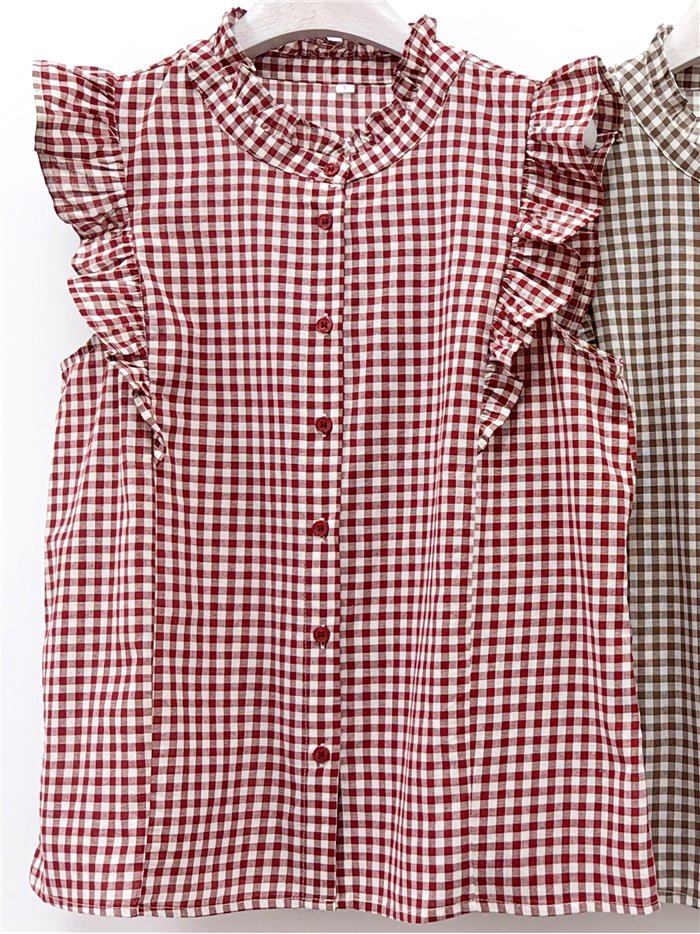 Blusa vichy con volantes