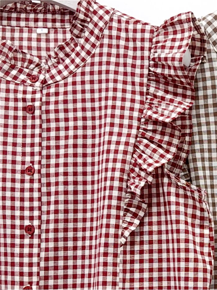 Blusa vichy con volantes