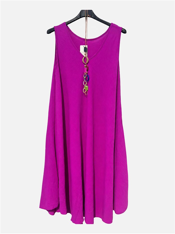 Vestido evasê sem mangas com gola