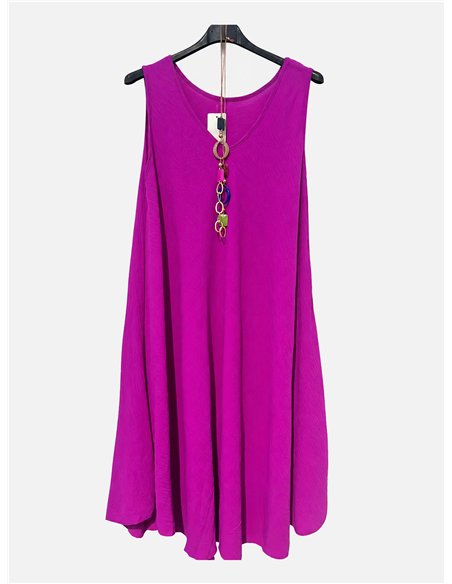 Robe fluide sans manches de coupe trapèze avec col