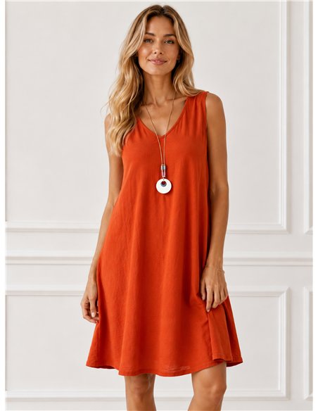 Ärmelloses, locker sitzendes Kleid mit Kragen