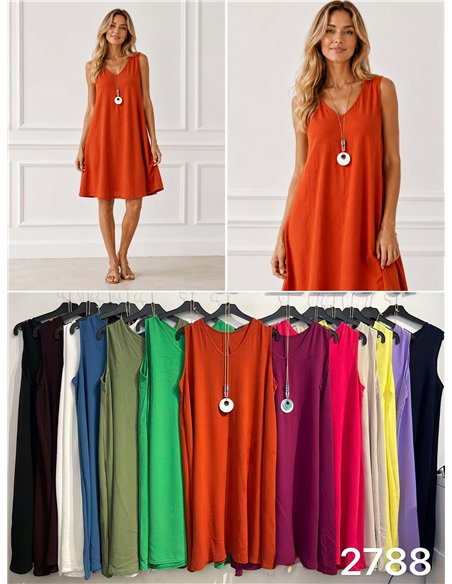 Ärmelloses, locker sitzendes Kleid mit Kragen