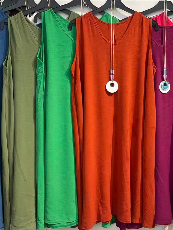 Ärmelloses, locker sitzendes Kleid mit Kragen