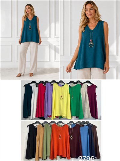 Blusa amplia sin mangas con collar 2