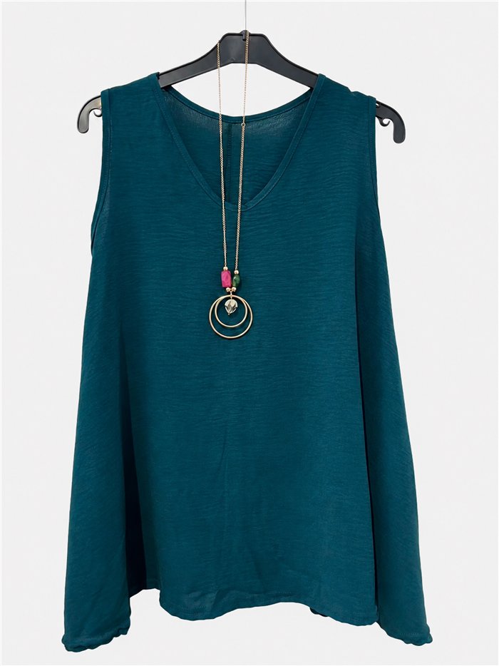 Blusa amplia sin mangas con collar