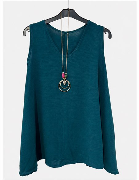 Blusa amplia sin mangas con collar