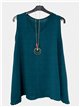 Blusa amplia sin mangas con collar