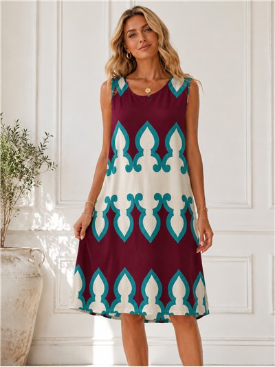 Vestido lycra estampado arabesco talla grande