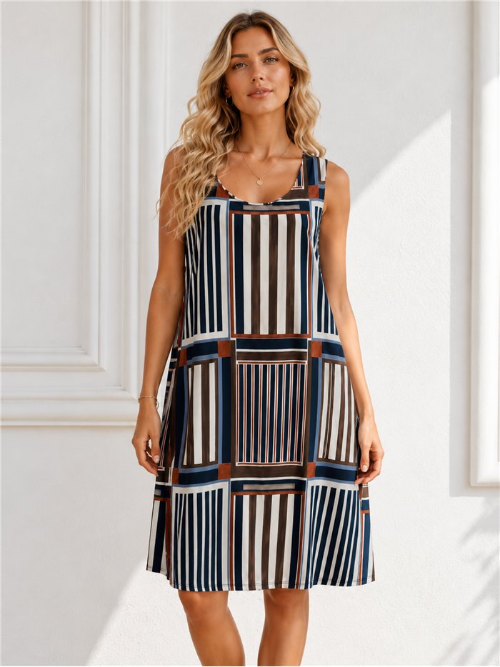 Vestido lycra estampado rayas talla grande
