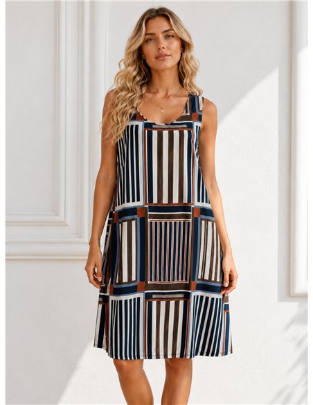 Vestido lycra estampado rayas talla grande