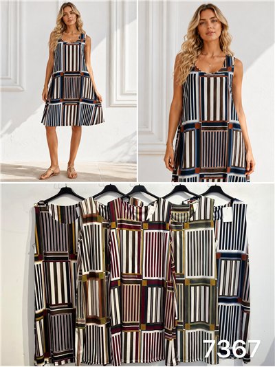 Vestido lycra estampado rayas talla grande 2