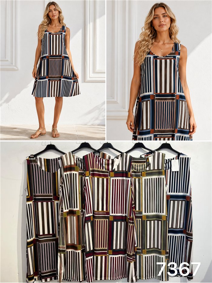 Vestido lycra estampado rayas talla grande