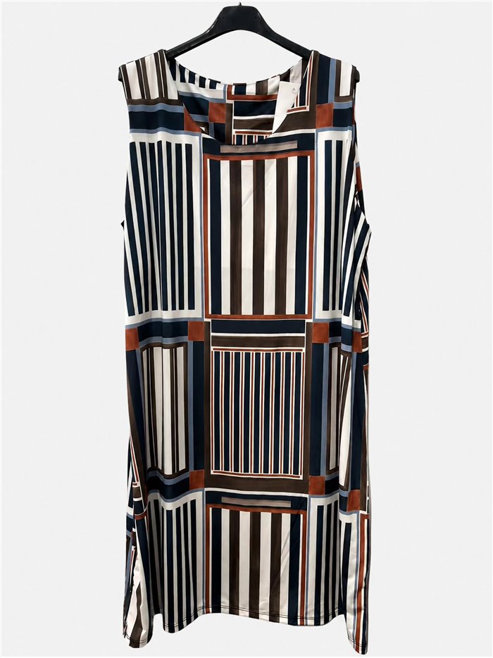 Vestido lycra estampado rayas talla grande