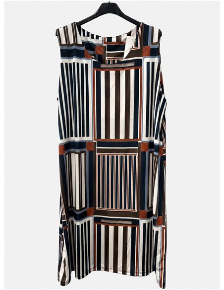 Vestido lycra estampado rayas talla grande