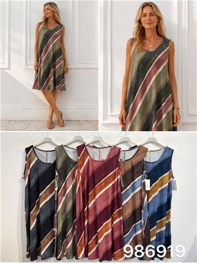 Robe sans manches en lycra à rayures grandes tailles 2