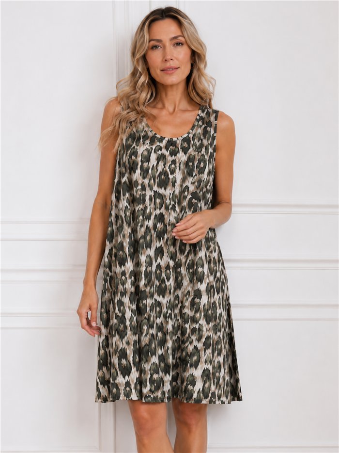 Ärmelloses Lycra-Kleid mit Leopardenmuster in Übergröße