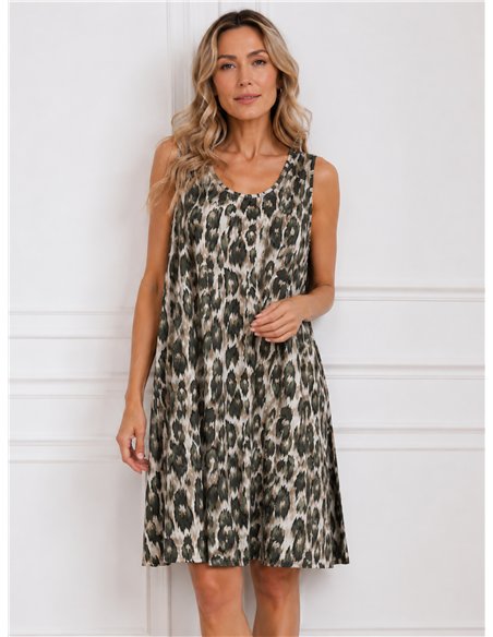 Ärmelloses Lycra-Kleid mit Leopardenmuster in Übergröße