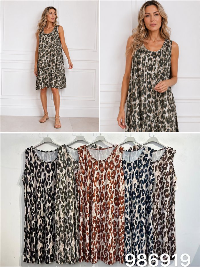 Ärmelloses Lycra-Kleid mit Leopardenmuster in Übergröße
