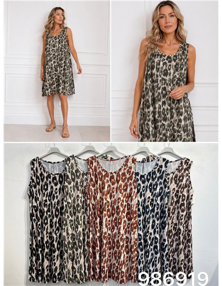 Ärmelloses Lycra-Kleid mit Leopardenmuster in Übergröße