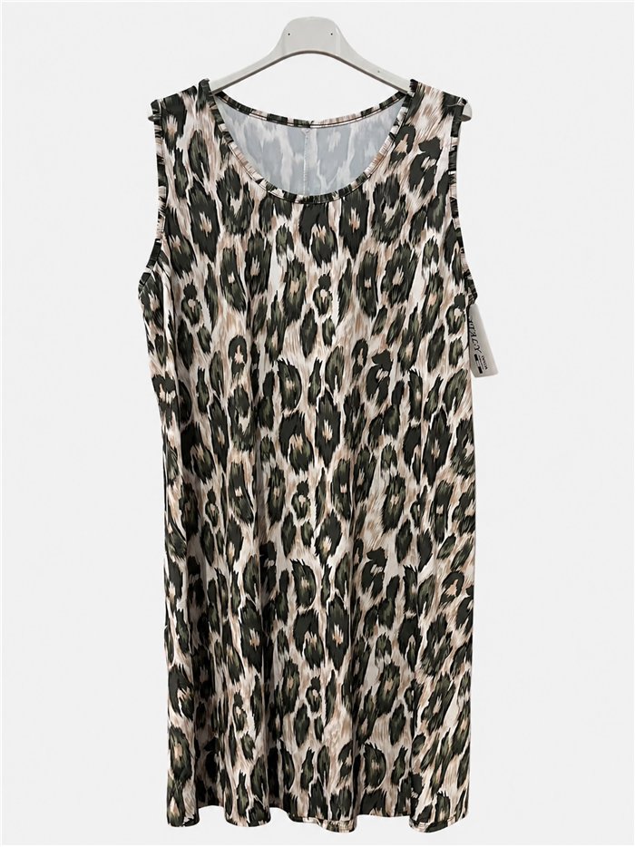 Ärmelloses Lycra-Kleid mit Leopardenmuster in Übergröße