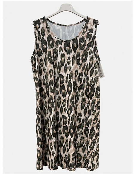 Ärmelloses Lycra-Kleid mit Leopardenmuster in Übergröße