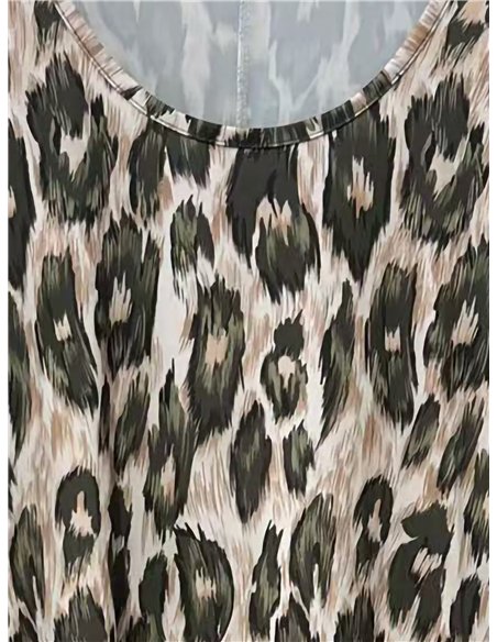 Ärmelloses Lycra-Kleid mit Leopardenmuster in Übergröße