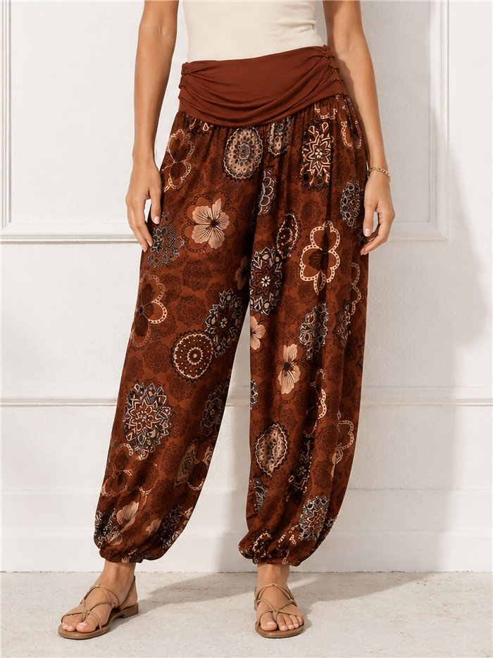 Pantalón bombacho estampado mandala
