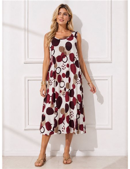 Vestido midi lycra sin mangas estampado lunares talla grande