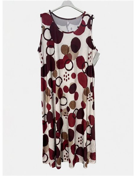 Vestido midi lycra sin mangas estampado lunares talla grande