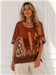 Blusa amplia efecto lino estampada flores