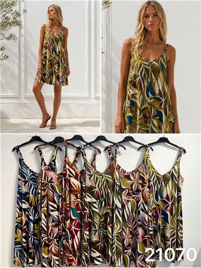 Vestido lycra corto estampado hojas 2