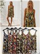 Robe courte en lycra à imprimé feuilles