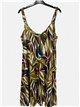 Robe courte en lycra à imprimé feuilles