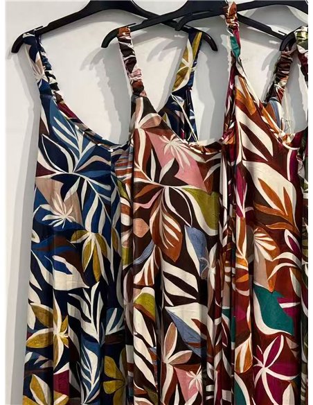 Robe courte en lycra à imprimé feuilles