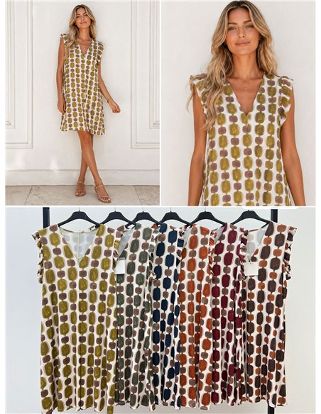 Lycra-Kleid mit Perlenmuster und Rüschenärmeln