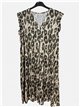 Sleeveless leopard print lycra dress with ruffle