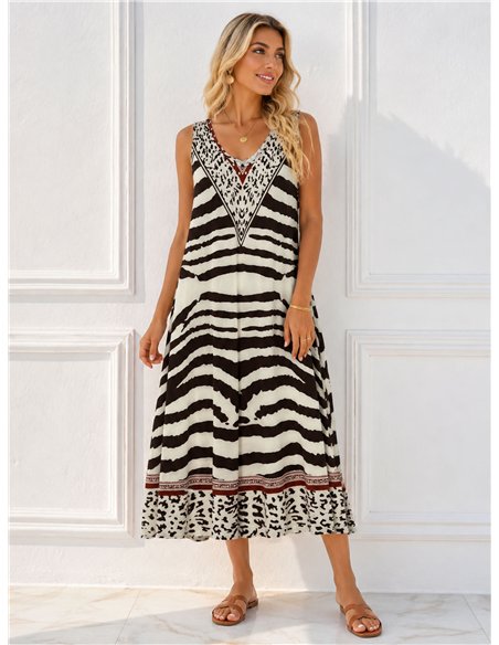 Zebra print lycra midi dress