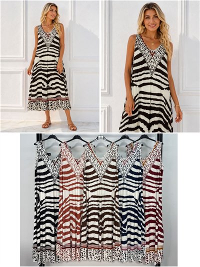 Vestido midi lycra estampado cebra 2