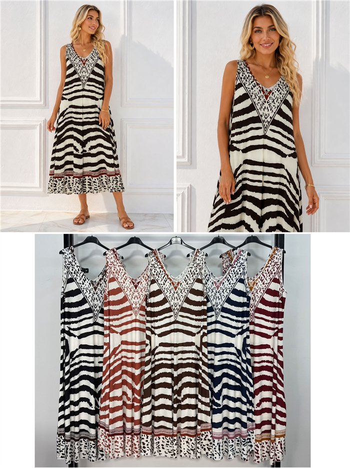 Zebra print lycra midi dress
