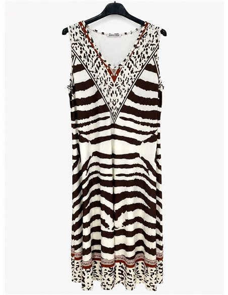 Zebra print lycra midi dress