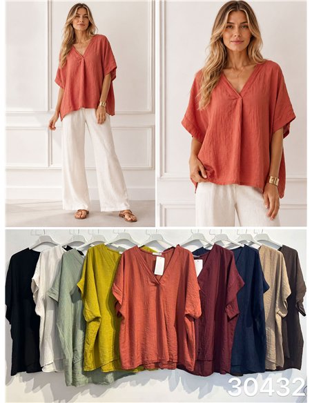 Blusa amplia cuello pico
