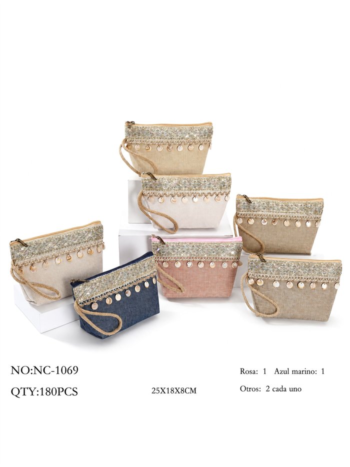 Neceser boho con abalorios colgantes