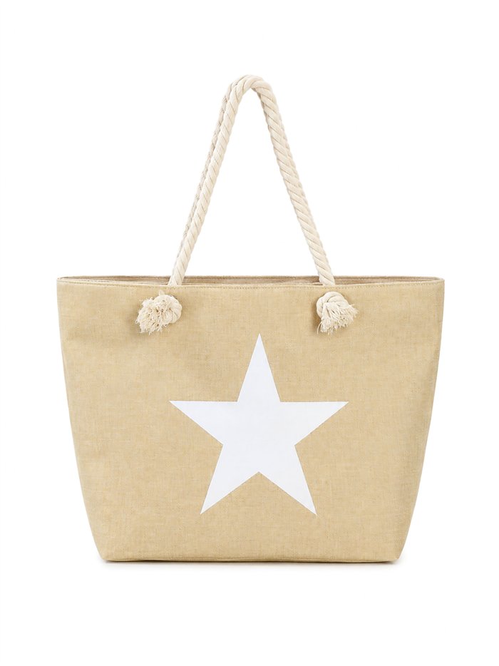 Bolso playa estrella con asas de cuerda