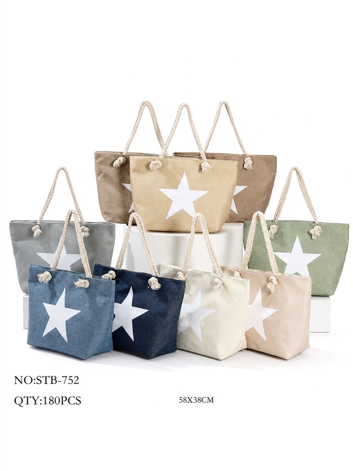 Bolso playa estrella con asas de cuerda