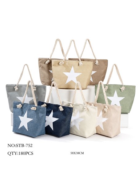 Bolso playa estrella con asas de cuerda